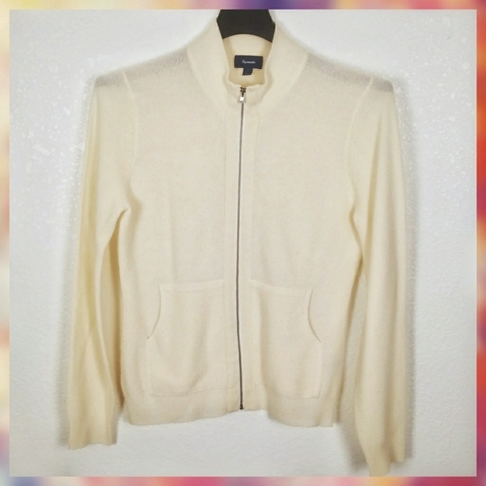 Faconnable Wool & Cashmere Zip Up Cardigan Size L - Picture 1 of 7